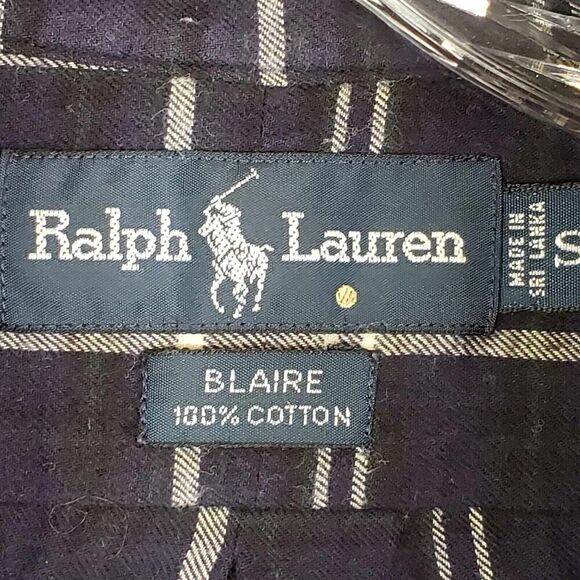 Polo Ralph Lauren Oxford Shirt Men's Size Small Blue Plaid LS Blaire Button Down - Picture 7 of 12